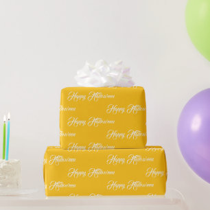 Personalisiertes gelbes und weißes Frohes Hallowee Geschenkpapier