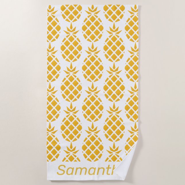 Personalisiertes geometrisches Ananas-Muster Strandtuch (Vorderseite)