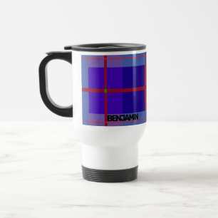 Personalisiertes geometrisches Blau/Rot Reisebecher