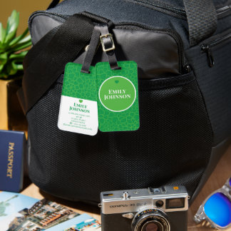 Personalisiertes geometrisches grünes Blatt mit in Gepäckanhänger