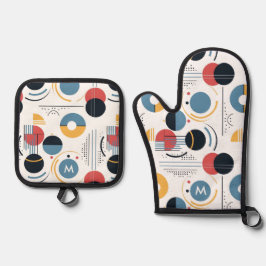 Personalisiertes geometrisches Muster im Stil der Ofenhandschuh & Topflappen-Set