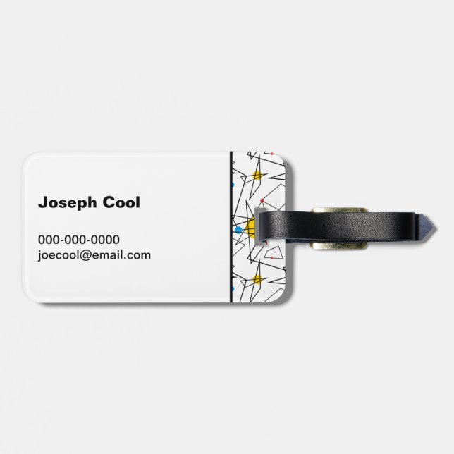 Personalisiertes geometrisches Retro-Muster Gepäckanhänger (Rückseite horizontal)