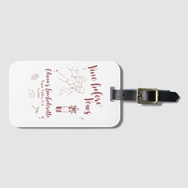 Personalisiertes Gepäckanhänger 'Vino Before Vows' (Vorderseite (Horizontal))