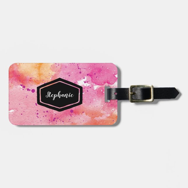 Personalisiertes Gepäckstück in rosa Galaxie Gepäckanhänger (Vorderseite horizontal)