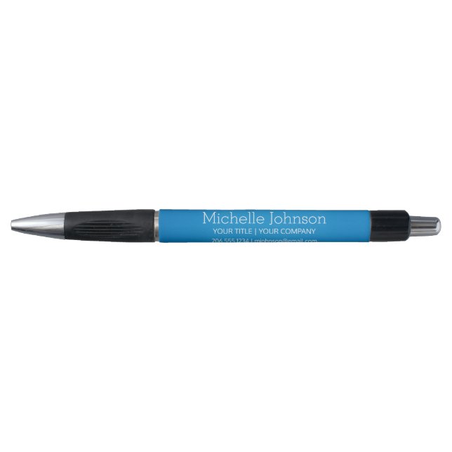 Personalisiertes Geschäft Cerulean Blue Grainy Tex Kugelschreiber (Vorderseite)