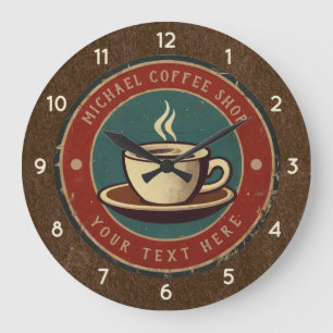 Personalisiertes Geschäftscafé - Kaffee-Bar Große Wanduhr
