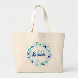 Personalisiertes Geschenk-blaues Namensmonogramm Jumbo Stoffbeutel