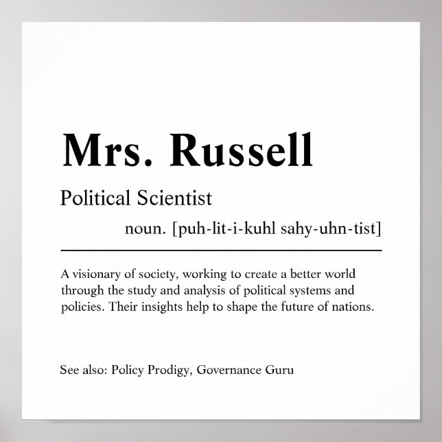 Personalisiertes Geschenk der Politikwissenschaftl Poster (Vorne)