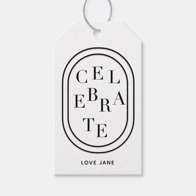 Personalisiertes Geschenk "feiern" Geschenkanhänger (Vorderseite)