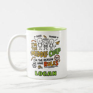Personalisiertes Geschenk für das mittlere Kind, l Zweifarbige Tasse