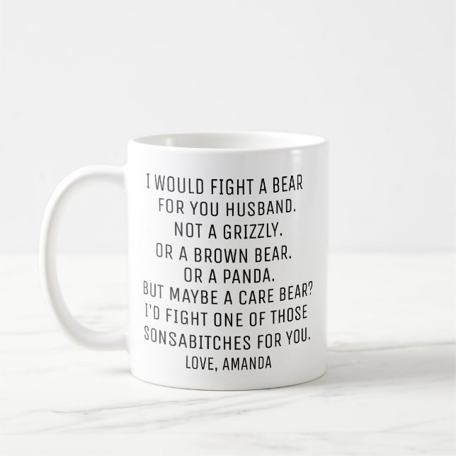Personalisiertes Geschenk für Ehemänner, lustiges  Kaffeetasse (Links)