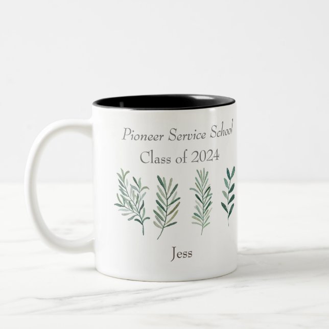 Personalisiertes Geschenk für JW Pionier Coffee Ta Zweifarbige Tasse (Links)