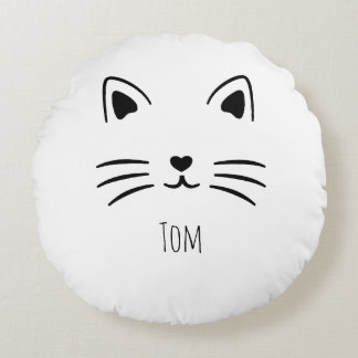 Personalisiertes Geschenk für Katzen-Liebhaber - K Rundes Kissen
