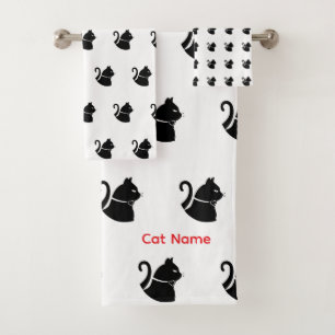 Personalisiertes Geschenk für Katzenliebhaber Badhandtuch Set