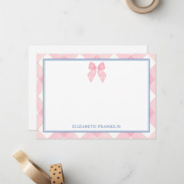 Personalisiertes Geschenk für Rosa Gingham Girls Mitteilungskarte