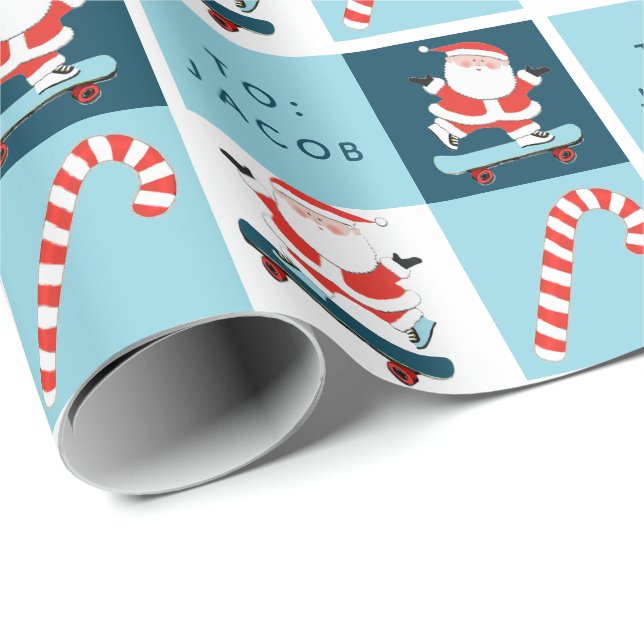 Personalisiertes Geschenk für Skateboarden Geschenkpapier (Rolleneckpunkt)