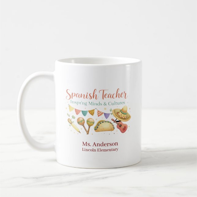 Personalisiertes Geschenk für Spanischlehrer Kaffeetasse (Links)