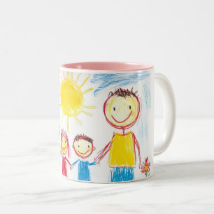 Personalisiertes Geschenk mit Kinderzeichnung Fami Zweifarbige Tasse
