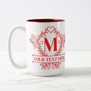 Personalisiertes Geschenk mit Monogramm für sie Zweifarbige Tasse