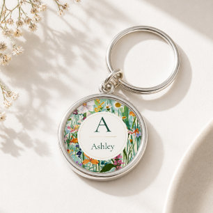 Personalisiertes Geschenk mit Namen und floralem M Schlüsselanhänger
