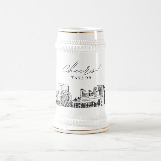 Personalisiertes Geschenk Myrtle Beach Skyline Ske Bierglas (Mittel)