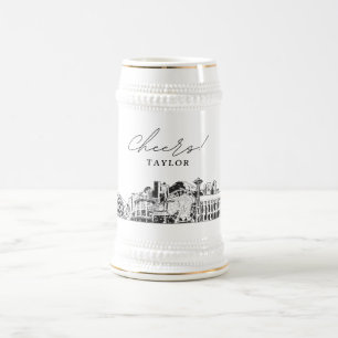 Personalisiertes Geschenk Seattle Skyline Beer Ste Bierglas
