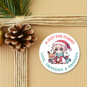 Personalisiertes Geschenk-Tag Weihnachten Runder Aufkleber