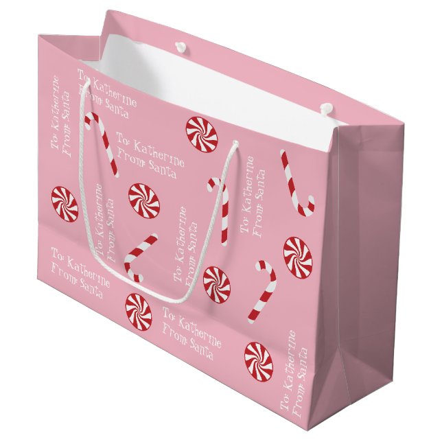 Personalisiertes Geschenk vom Weihnachtscreme Große Geschenktüte (Vorderseite Schrägansicht)