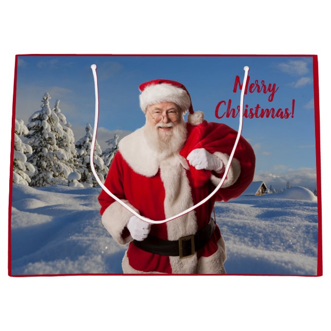 Personalisiertes Geschenk vom Weihnachtsmann Große Geschenktüte (Vorderseite)