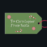 Personalisiertes Geschenk von Santa Christmas Cand Geschenkanhänger<br><div class="desc">Personalisiertes Geschenk vom Weihnachtsmann in Grün,  Rot und Weiß.</div>