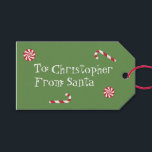 Personalisiertes Geschenk von Santa Christmas Cand Geschenkanhänger<br><div class="desc">Personalisiertes Geschenk vom Weihnachtsmann in Grün,  Rot und Weiß.</div>