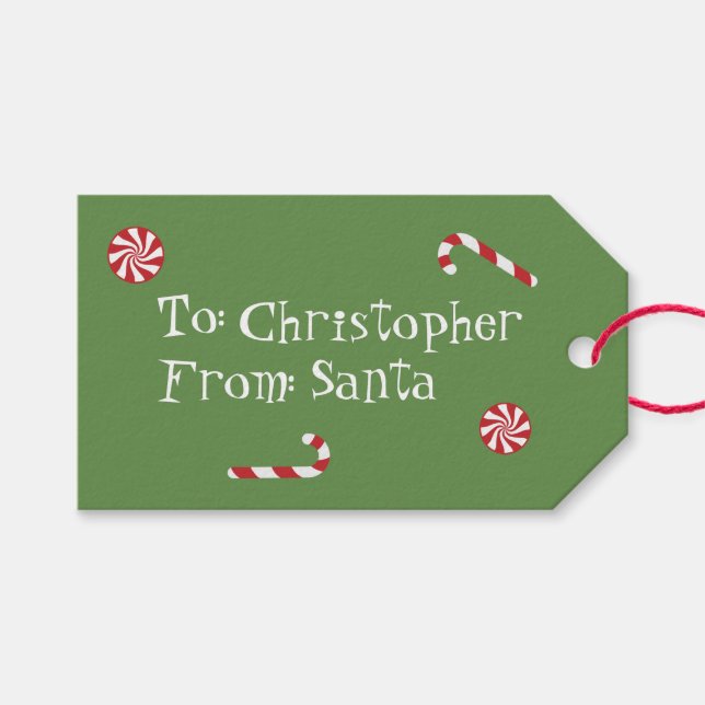 Personalisiertes Geschenk von Santa Christmas Cand Geschenkanhänger (Vorderseite (Horizontal))
