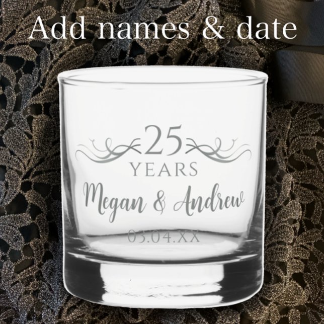 Personalisiertes Geschenk zum 25. Hochzeitstag Whiskyglas (Create a one-of-a-kind personalized keepsake glass for a silver 25th wedding anniversary gift. 
)