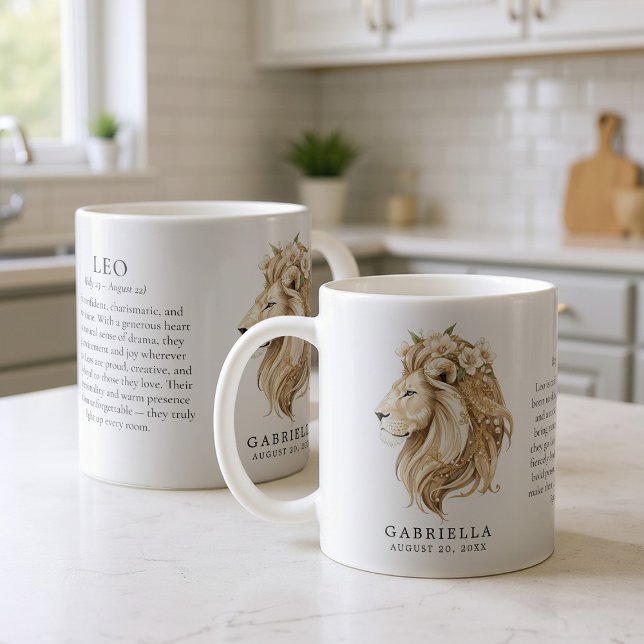 Personalisiertes Geschenk zum Sternzeichen Löwe Ho Kaffeetasse (Von Creator hochgeladen)