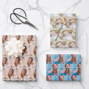 personalisiertes Geschenkface-Foto Geschenkpapier Set