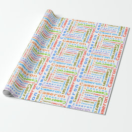 Personalisiertes Geschenkpapier mit farbigen Namen