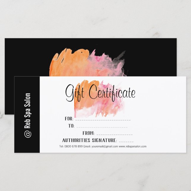 Personalisiertes Geschenkzertifikat für einen eleg (Vorne/Hinten)