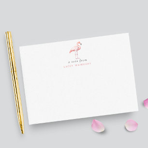 Personalisiertes Geschirr von Watercolor Flamingo Mitteilungskarte