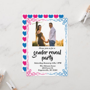 Personalisiertes Geschlecht offenbart Party Foto E Einladung