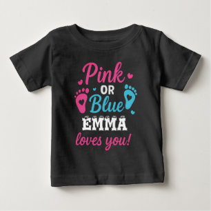 Personalisiertes Geschlecht zeigt rosa oder blaues Baby T-shirt