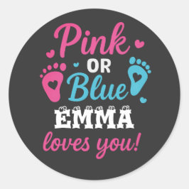 Personalisiertes Geschlecht zeigt rosa oder blaues Runder Aufkleber