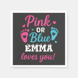 Personalisiertes Geschlecht zeigt rosa oder blaues Serviette