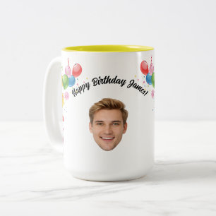 Personalisiertes Gesicht 20. 30. 40. 50. 60 Geburt Zweifarbige Tasse