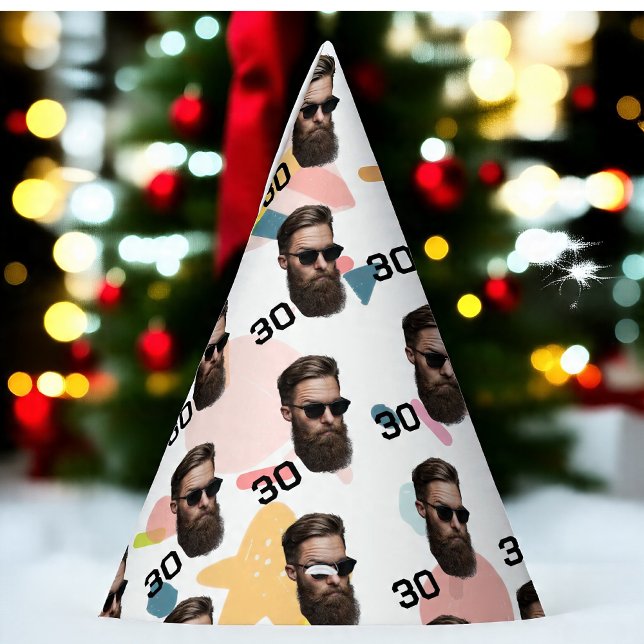 Personalisiertes Gesicht 20. 30. 40. 50. Geburtsta Partyhütchen (Von Creator hochgeladen)