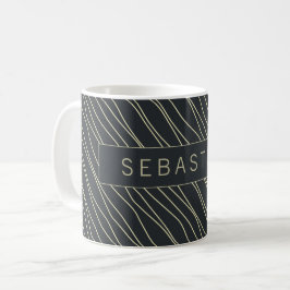 Personalisiertes gestreiftes dunkelblaues Muster Kaffeetasse