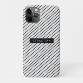 Personalisiertes gestreiftes grauweißes Muster Case-Mate iPhone Hülle
