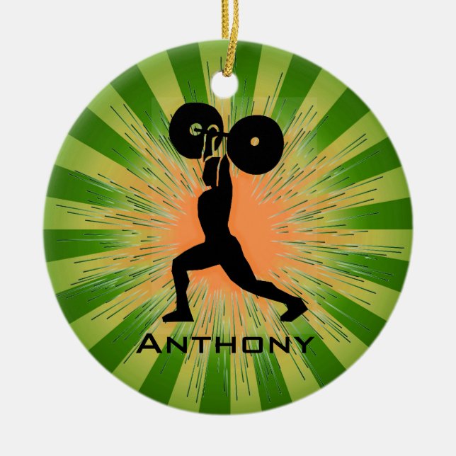 Personalisiertes GewichtLifter/BodyBuilder-Ornamen Keramikornament (Vorne)