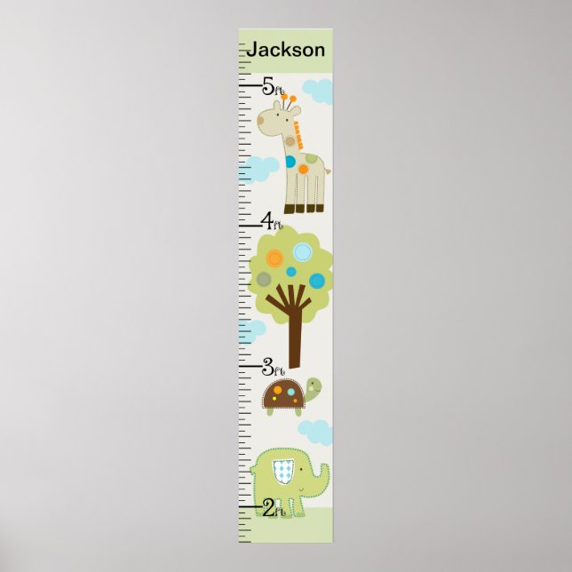 Personalisiertes Giggle Gang Animals Growth Chart Poster (Vorne)