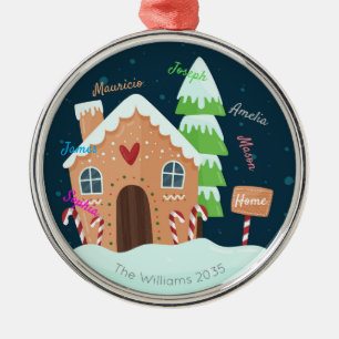 "Personalisiertes Gingerbread House Familiendekora Ornament Aus Metall