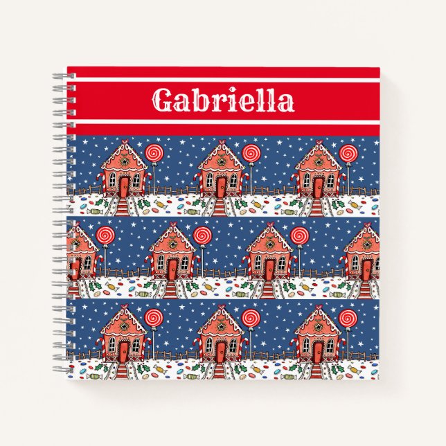 Personalisiertes Gingerbrot House Notebook Notizbuch (Vorderseite)